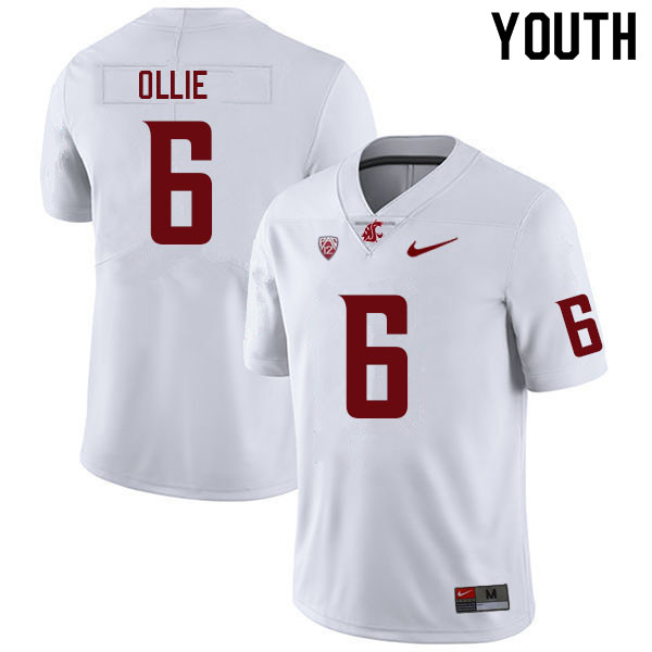 Youth #6 Donovan Ollie Washington State Cougars College Football Jerseys Sale-White